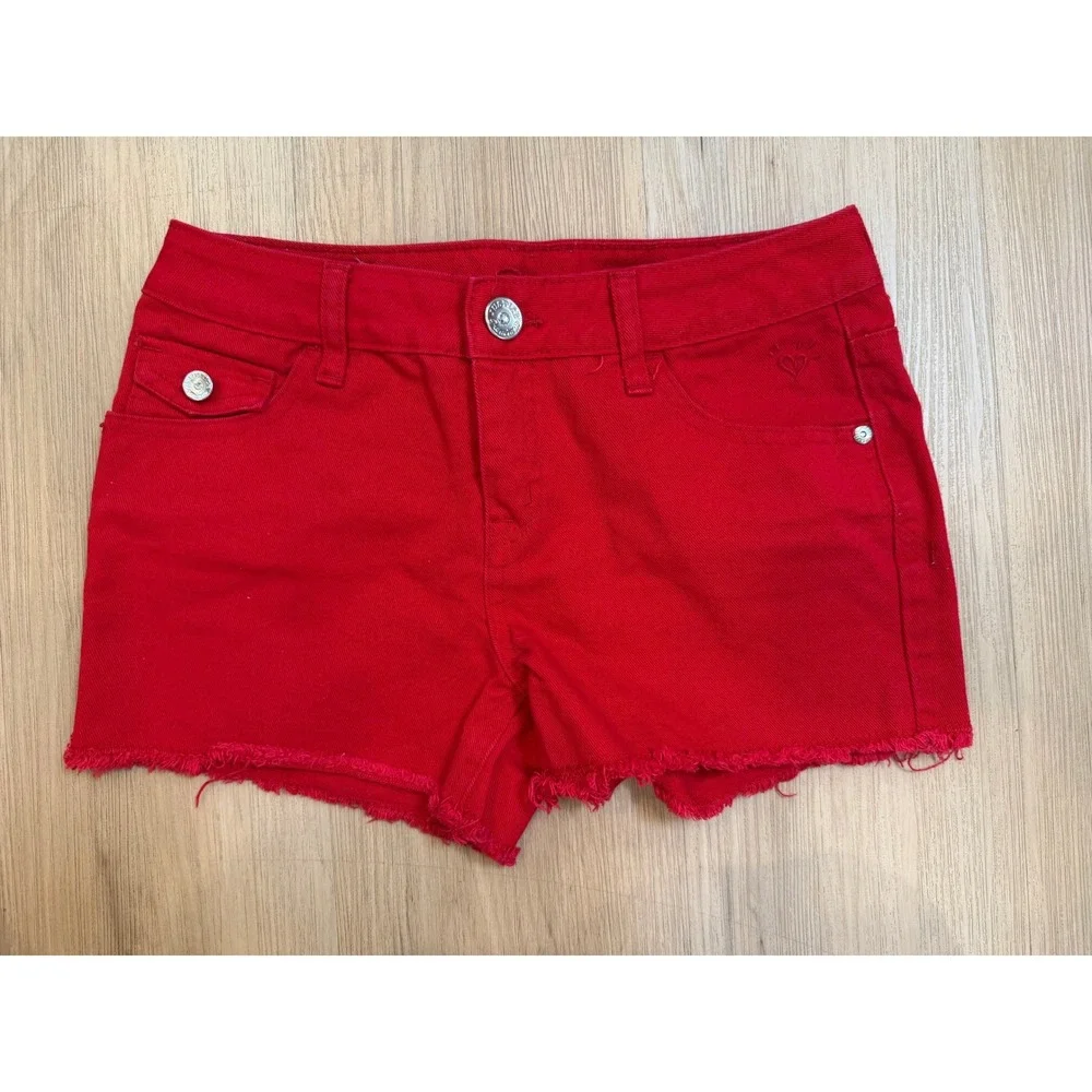 2x Justice Premium Cutoff Jean‎ Shorts Red and Blue size 14R